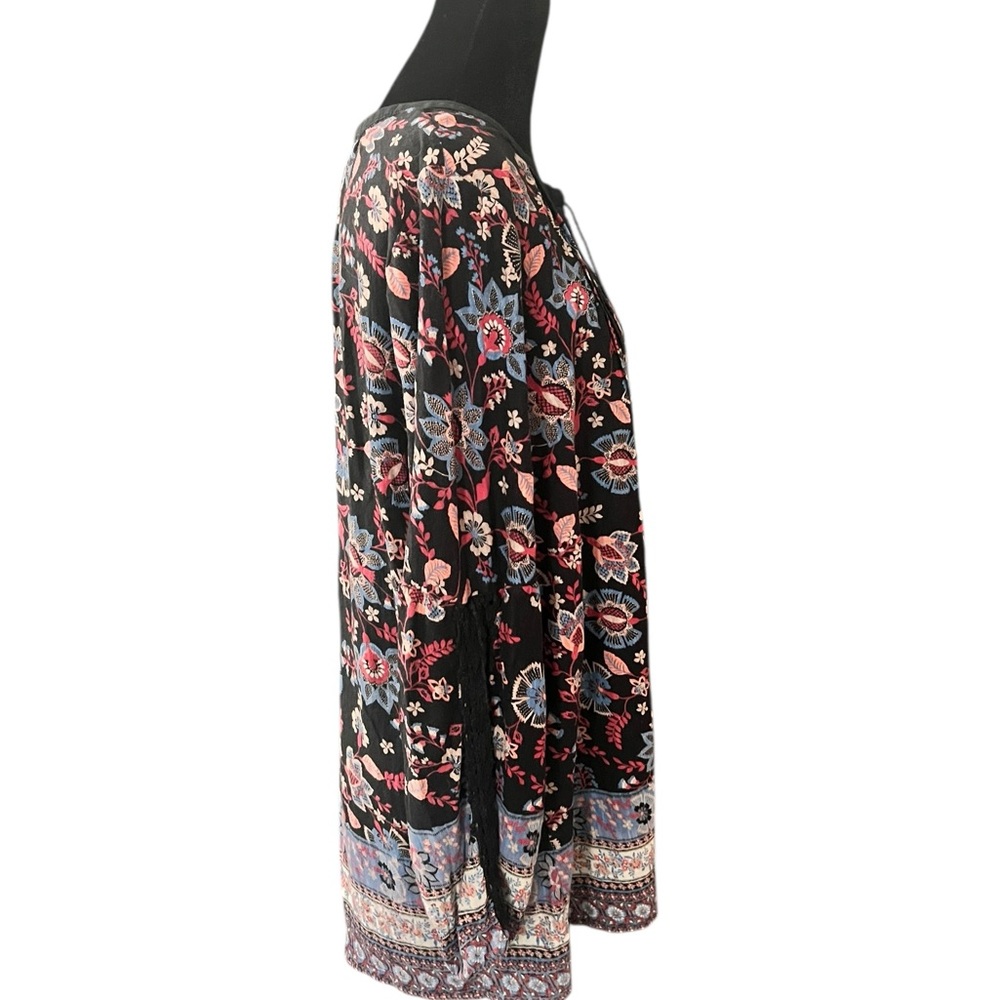 VINTAGE AMERICA Tunic 1X Black Floral Long Sleeve - Picture 3 of 6